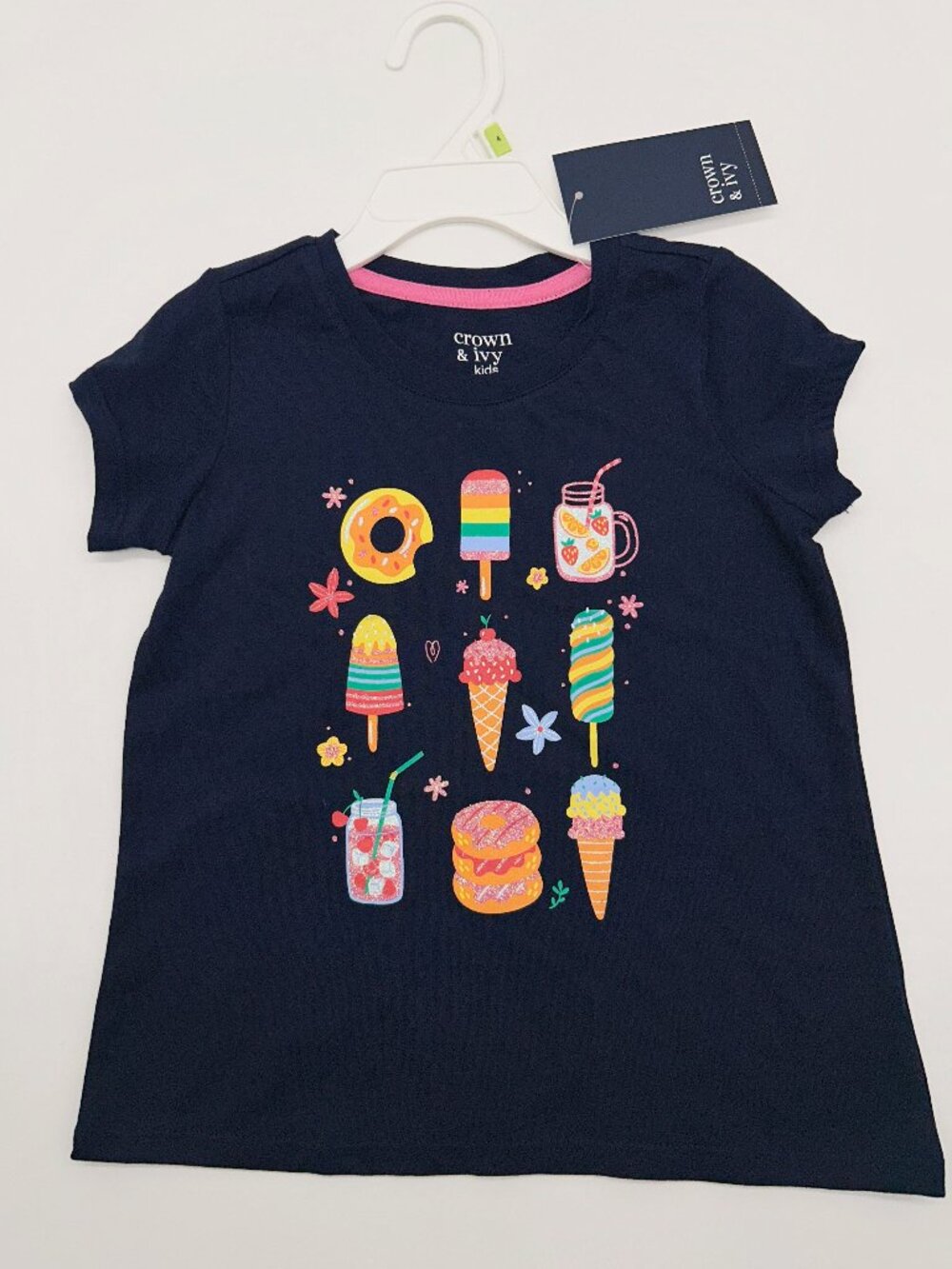 Crown and Ivy Girls Size 4 Short Sleeve Sweets Themed Shirt